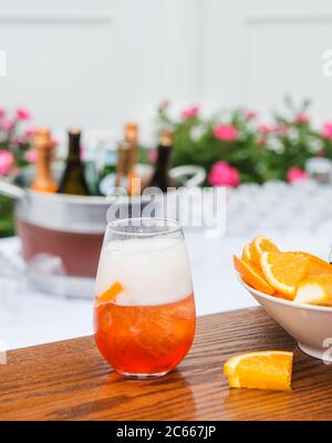 Fizzy summer cocktail in an outdoor setting Stock Photo