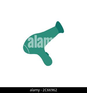 Hair dryer line icon. Beauty device. Doodle flat hand drawn illustration Stock Vector