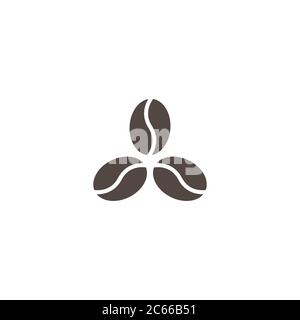 three coffee beans icon. caffeine symbol. Flat vector illustration isolated on white background. Stock Vector