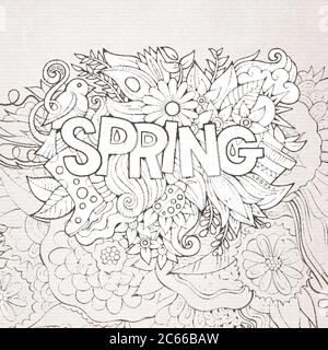 Spring hand lettering and doodles elements Stock Vector