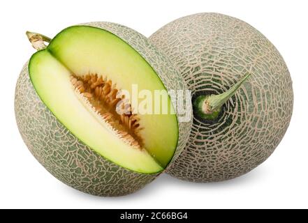 melon isolated on white, melon clipping path all focus Stock Photo