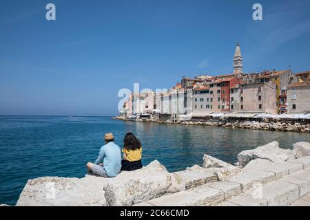 View of Rovinj, Adriatic coast, Istria, Croatia Stock Photo