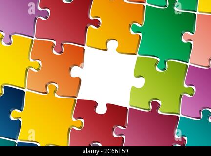 incomplete jigsaw puzzle with one piece missing template isolated on white vector illustration Stock Vector