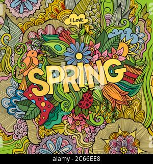 Spring hand lettering and doodles elements Stock Vector