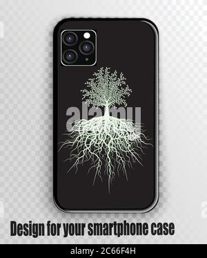 Vector illustration of gold tree - smartphone case Stock Vector