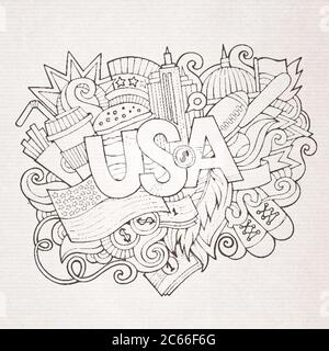 Usa Background Lettering USA hand lettering and doodles elements background Stock Vector Image ...