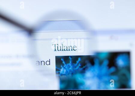 Moscow, Russia - 1 June 2020: Tulane University website with logo, Illustrative Editorial Stock Photo