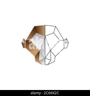 origami monkey color line vector design template illustration Stock Vector