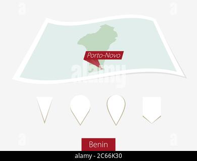 Benin flag, set of location pin icons of Benin flag. Vector ...