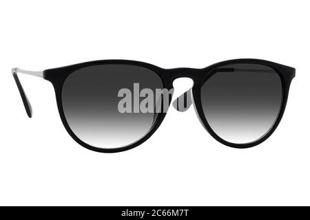 Black sunglasses with black gradient lens isolated on white background Stock Photo