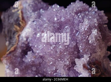 Closeup a Gorgeous Texture of Natural Amethyst Stone Cluster Stock Photo