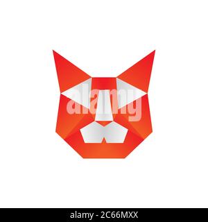 origami cat colorful vector design template illustration Stock Vector
