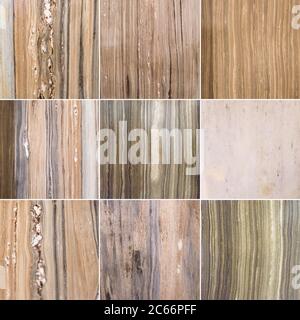 Texture Set of Different Kinds of Marble Stock Photo