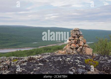 At the top of Fells in Lapland, Goahppeloaivi, Finland Stock Photo