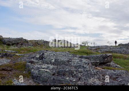 At the top of Fells in Lapland, Goahppeloaivi, Finland Stock Photo