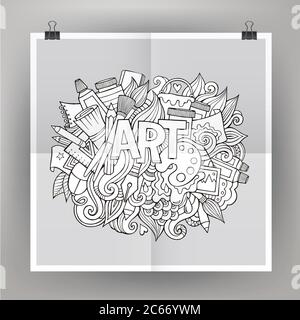 Art hand lettering and doodles elements Stock Vector