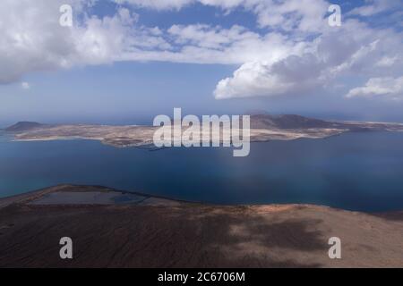 Distant view of La Graciosa Island at canary islands Stock Photo