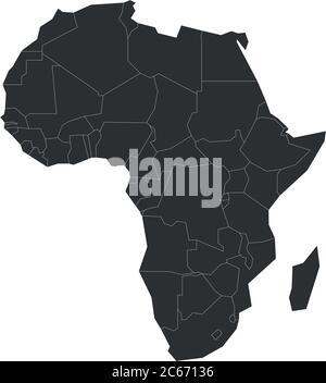 Political Map Of Africa. Simplified Thin Black Wireframe Outline With ...