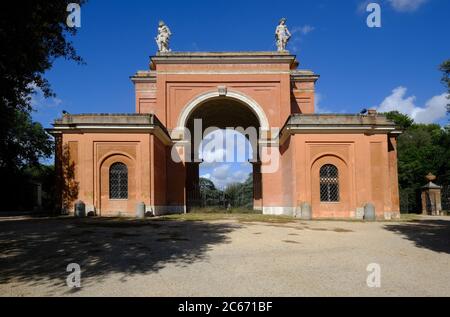 Arch of the Four Winds to the entrance of Villa Doria Pamphili Park in Rome, Italy Stock Photo