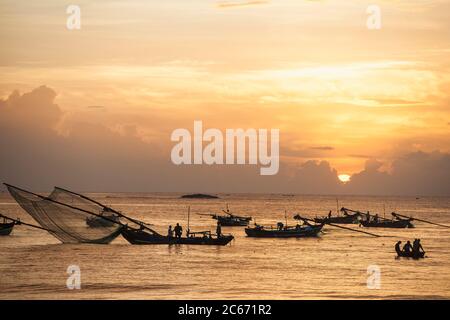 fishing boats off the coast of Vietnam Stock Photo