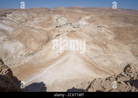 The famous Masada siege ramp where the romans attacked Stock Photo