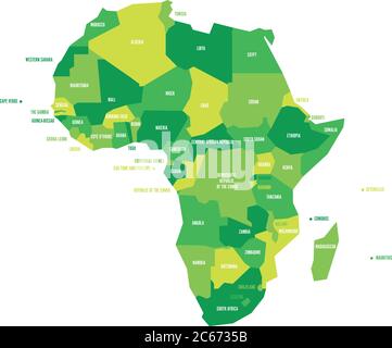 Very simplified infographical political map of Africa. Simple geometric