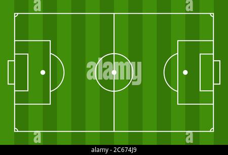 Soccer/football field with white frame and color green background . Stock Vector