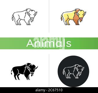Bison buffalo ox glyph icon. Animal head vector. Agriculture sign ...
