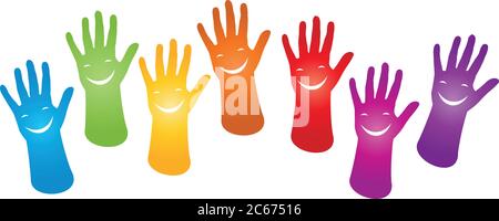 Many hands, faces, smiles, children Stock Vector