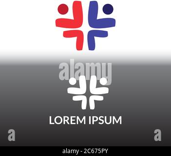 vector illustration of two people having fun vector. designed with blue and red color Stock Vector