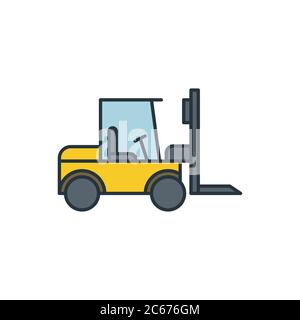 Use forklift loader vector icon symbol tools isolated on white background Stock Vector