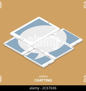 Live chatting flat isometric vector illustration Stock Vector