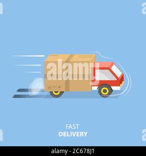 Fast delivery service flat vector illustration. Stock Vector