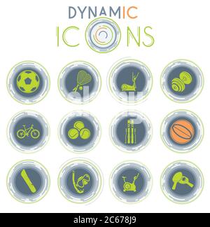 Sport equipment dynamic icons Stock Vector