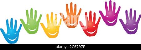 Many hands, faces, smiles, children Stock Vector