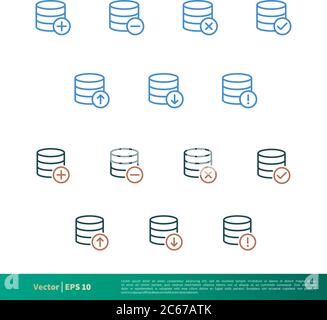 Set Data Storage Essential Icon Vector Logo Template Illustration Design. Editable Vector EPS 10. Stock Vector