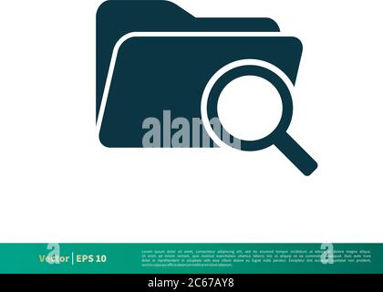Magnifying Glass, Find Folder Icon Vector Logo Template Illustration Design. Editable Vector EPS 10. Stock Vector