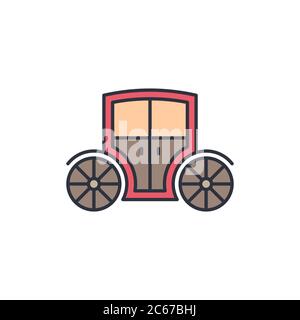 Wedding carriage vector icon symbol isolated on white background Stock Vector