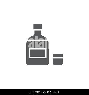 Whiskey bottle and glass vector icon symbol alcohol isolated on white background Stock Vector
