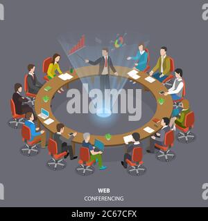 Web conferencing flat isometric low poly vector concept. Stock Vector
