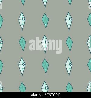 Pattern Filled Diamond shape stripes teal on gray Seamless pattern Vector hand drawn doodle style illustration surface design Stock Vector