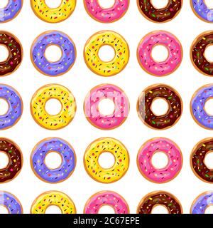 Donut color pattern. Glazed donuts design Vector illustration. Stock Vector