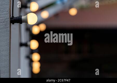 vintage light bulbs on a blurred background with copy space, selective focus Stock Photo