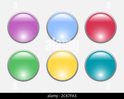 Color buttons set isolated on white background Stock Vector
