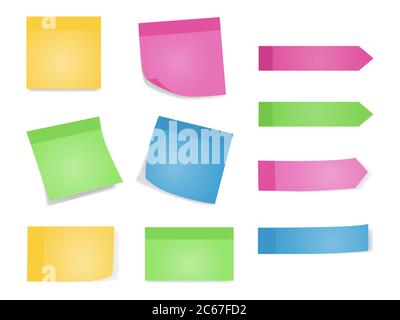 Sticky Office Paper Sheets Notes, Arrow Click Here Sign with Shadow ...