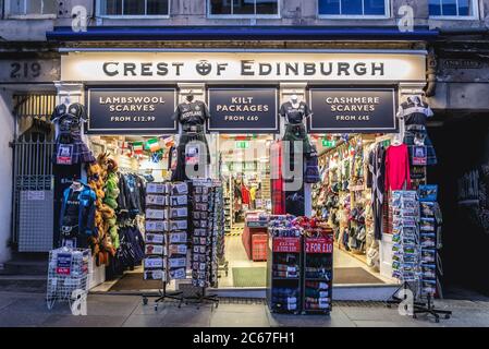 Crest Of Edinburgh gift shop on High Street in Edinburgh, the capital of Scotland, part of United Kingdom Stock Photo