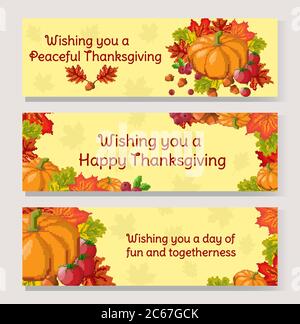 Thanksgiving day banner with date and autumn leaves vector Stock Vector