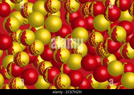 Abstract Yellow Red Balls 3D Seamless Illustration Stock Vector