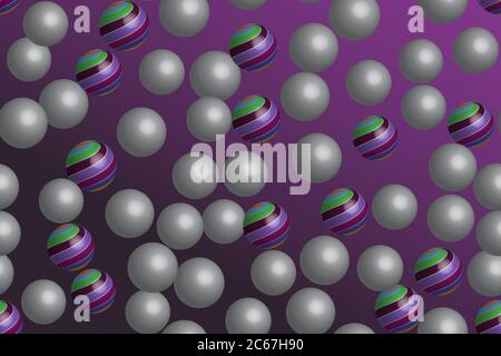 Abstract Gray Color Balls 3D Seamless Illustration Stock Vector