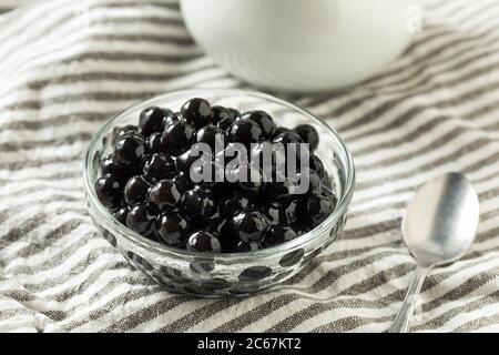 Raw Cooked Organic Tapioca Pearl Balls in a Bowl Stock Photo